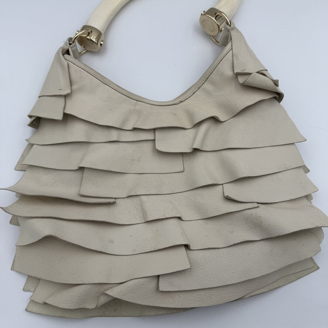 2004 YSL Mombasa Saint Tropez Leather Cream Shoulder Bag