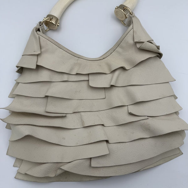 2004 YSL Mombasa Saint Tropez Leather Cream Shoulder Bag