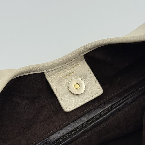 2004 YSL Mombasa Saint Tropez Leather Cream Shoulder Bag