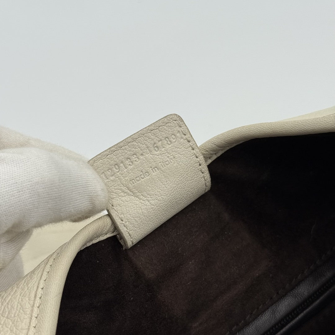 2004 YSL Mombasa Saint Tropez Leather Cream Shoulder Bag