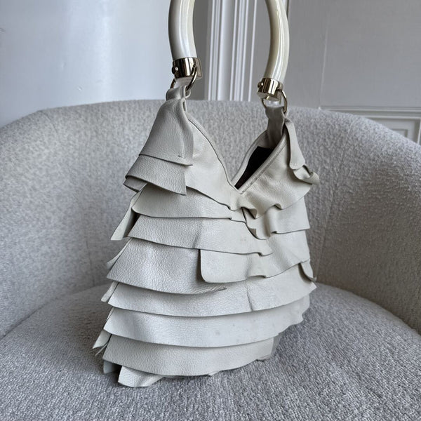 2004 YSL Mombasa Saint Tropez Leather Cream Shoulder Bag