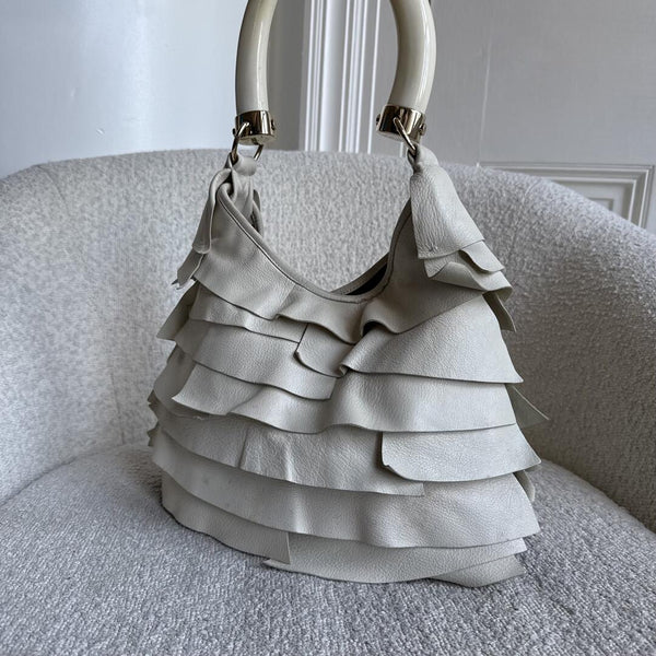 2004 YSL Mombasa Saint Tropez Leather Cream Shoulder Bag