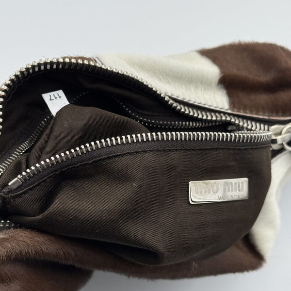 RARE Archive Miu Miu Cow Print Brown Leather Shoulder Bag