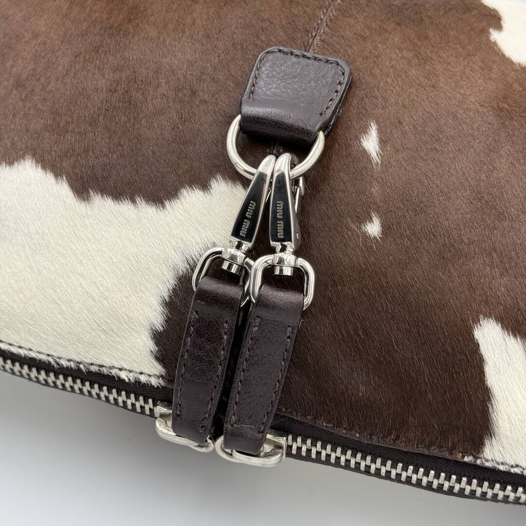 RARE Archive Miu Miu Cow Print Brown Leather Shoulder Bag