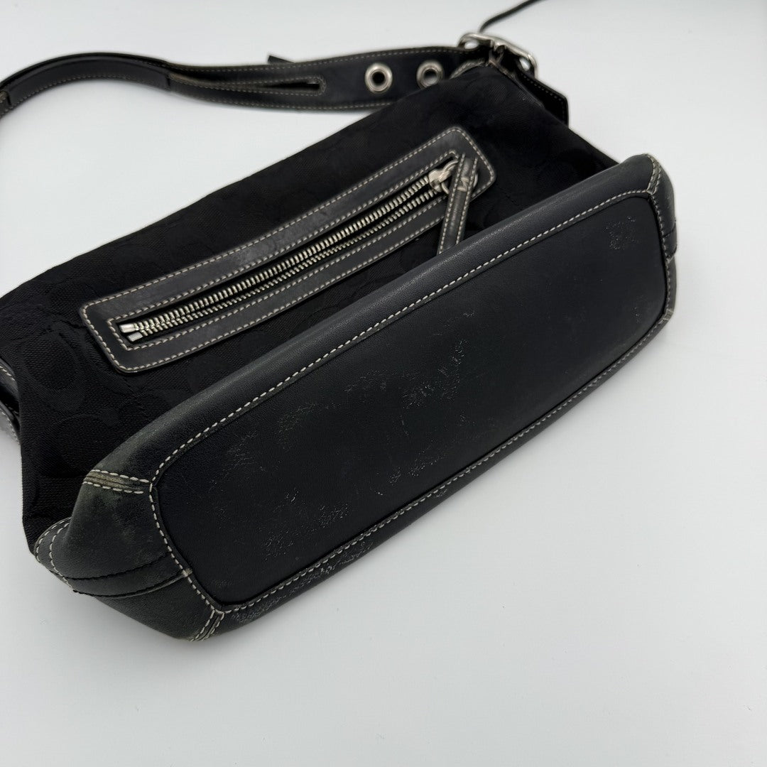 Coach Signature Tassel Black Shoulder Bag