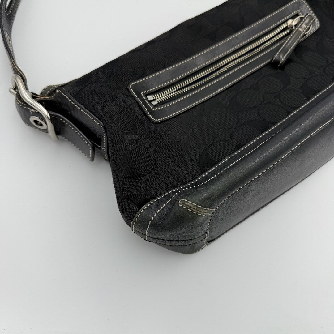 Coach Signature Tassel Black Shoulder Bag