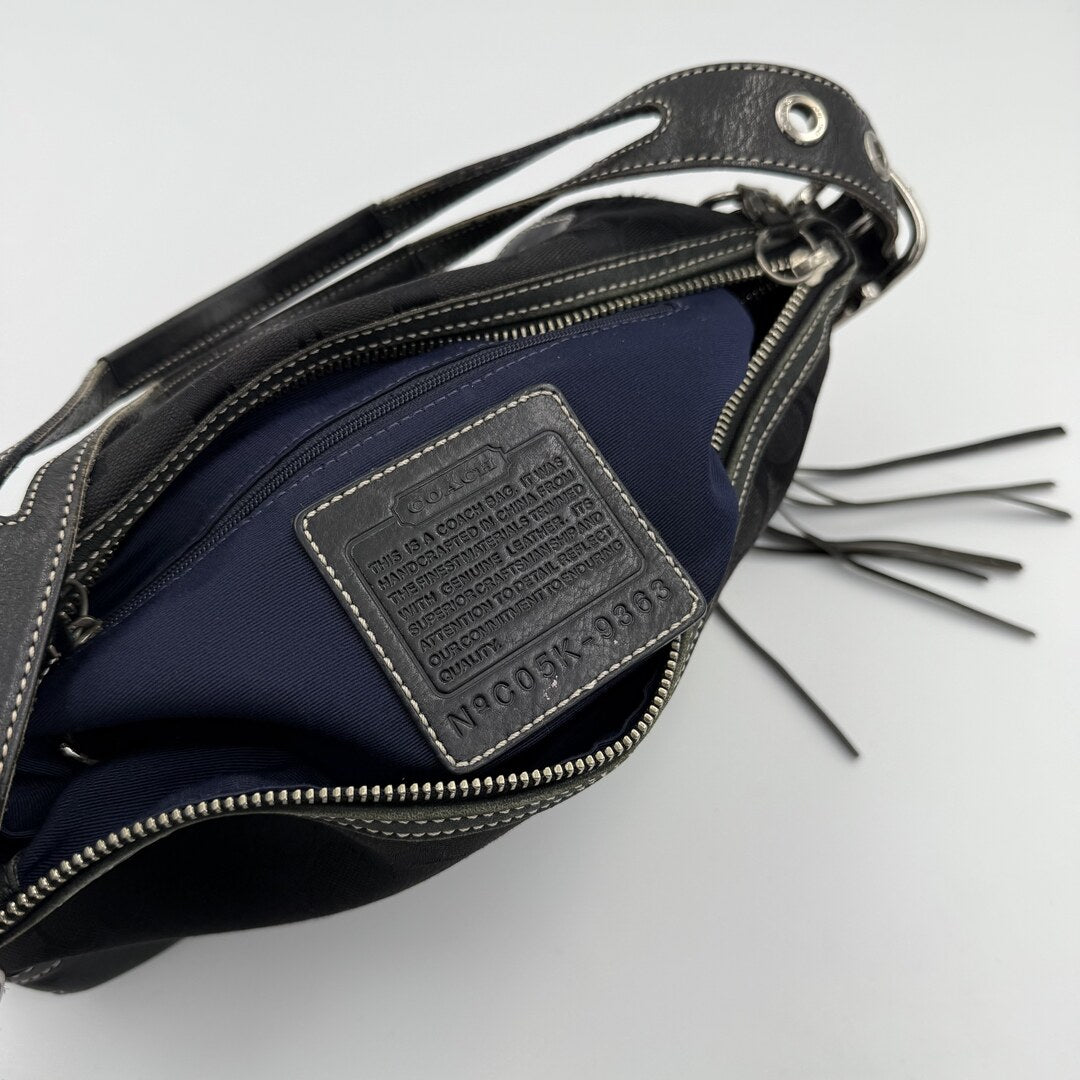 Coach Signature Tassel Black Shoulder Bag