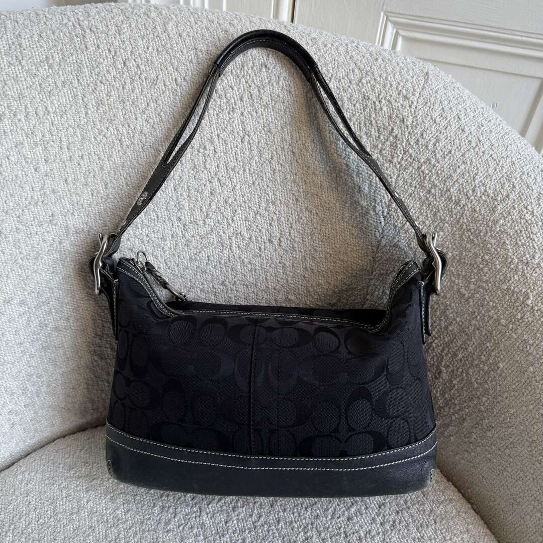 Coach Signature Tassel Black Shoulder Bag