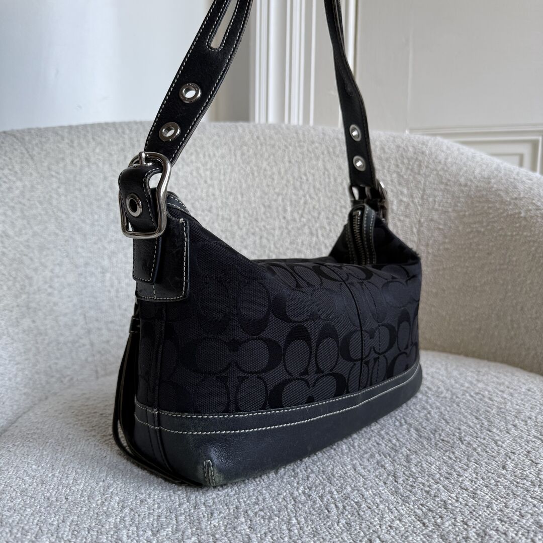 Coach Signature Tassel Black Shoulder Bag