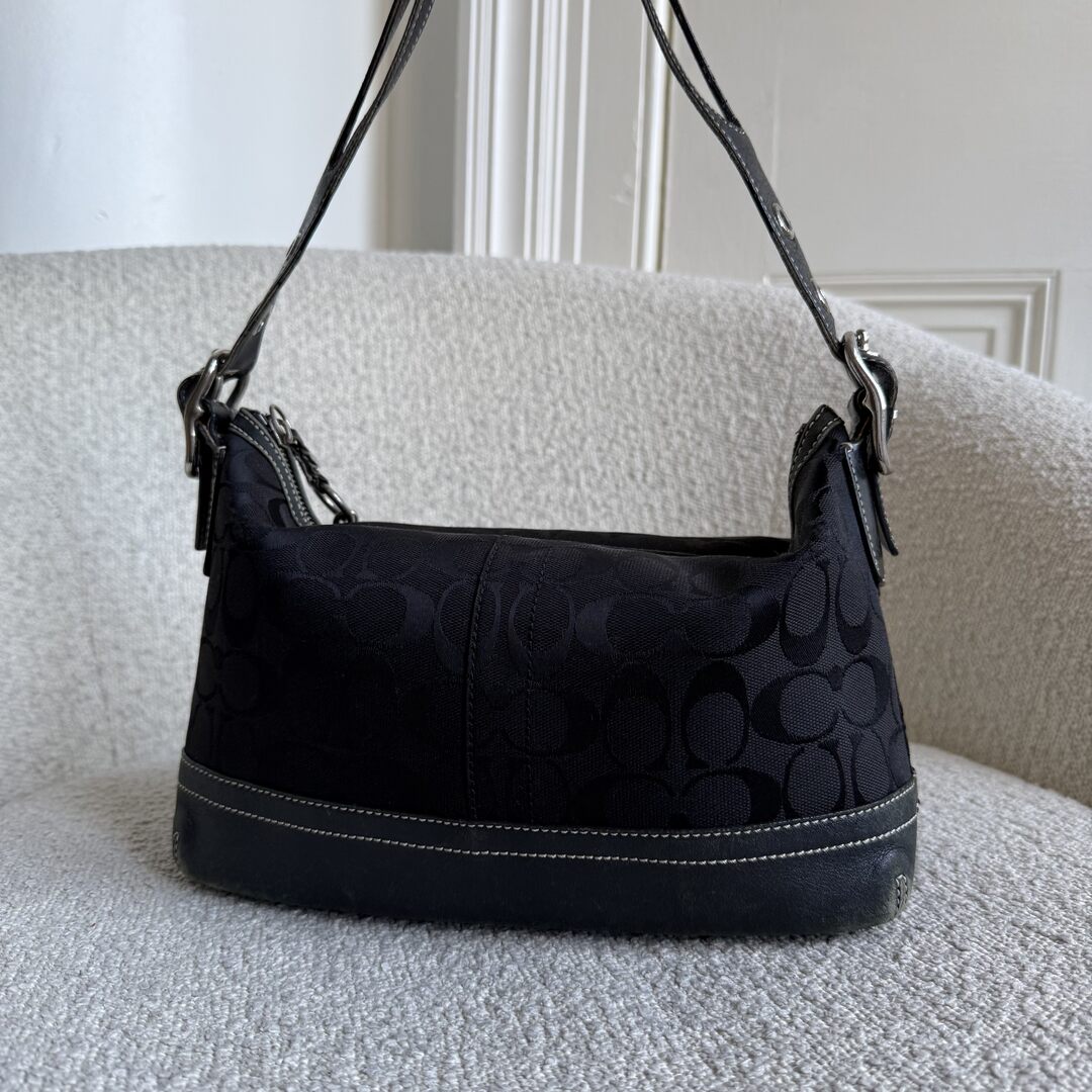 Coach Signature Tassel Black Shoulder Bag