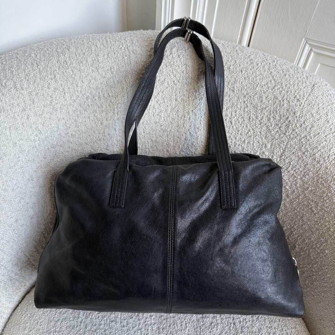 Fendi Unzipped Black Leather Shoulder Bag