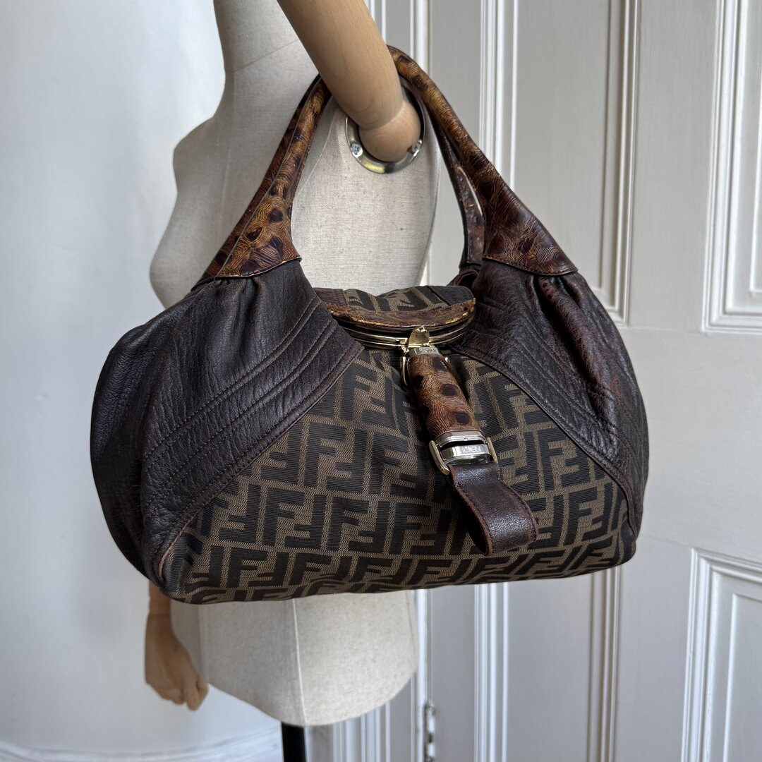 Fendi Zucca Spy Dark Brown Handbag