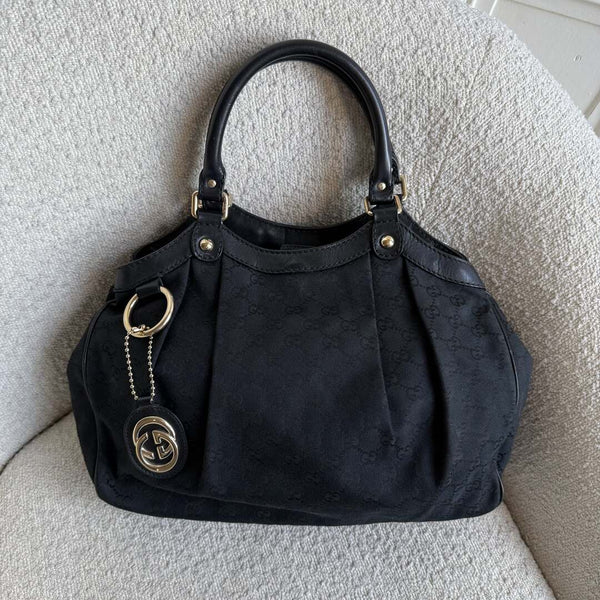Gucci GG Canvas Sukey Black Tote Bag