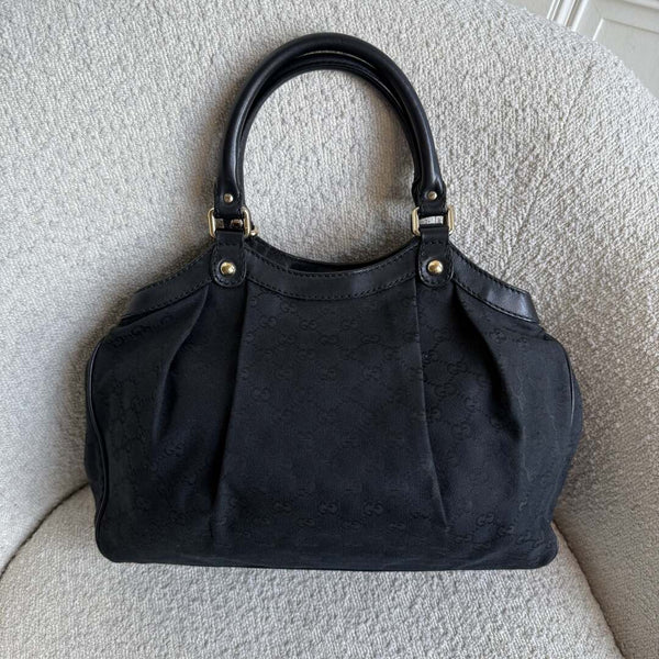 Gucci GG Canvas Sukey Black Tote Bag