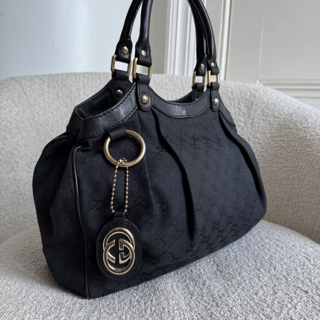 Gucci GG Canvas Sukey Black Tote Bag