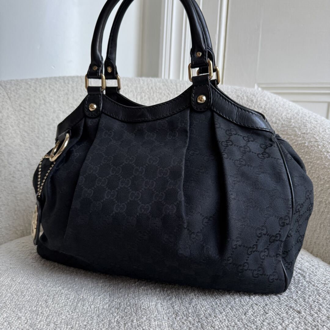 Gucci GG Canvas Sukey Black Tote Bag