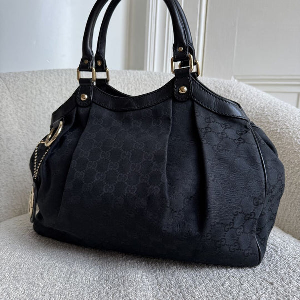 Gucci GG Canvas Sukey Black Tote Bag