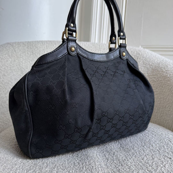 Gucci GG Canvas Sukey Black Tote Bag
