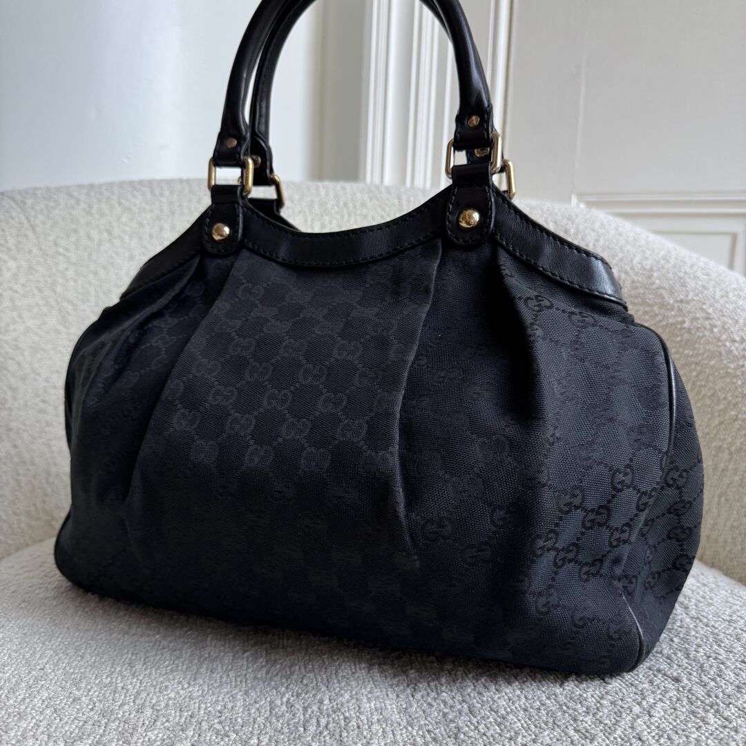 Gucci GG Canvas Sukey Black Tote Bag