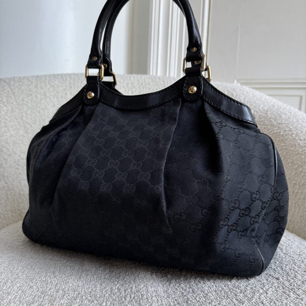 Gucci GG Canvas Sukey Black Tote Bag