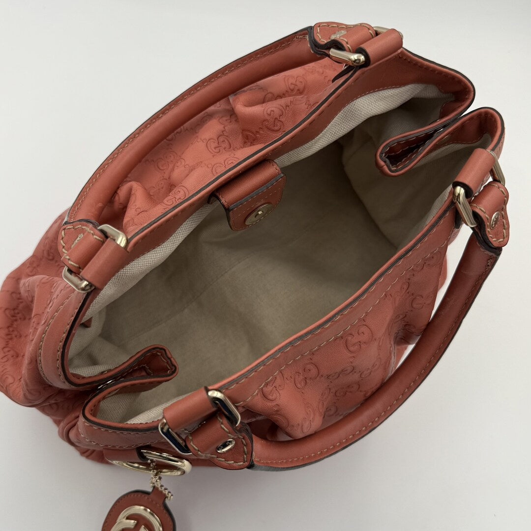 Gucci Guccissima Sukey Leather Pink Tote Bag