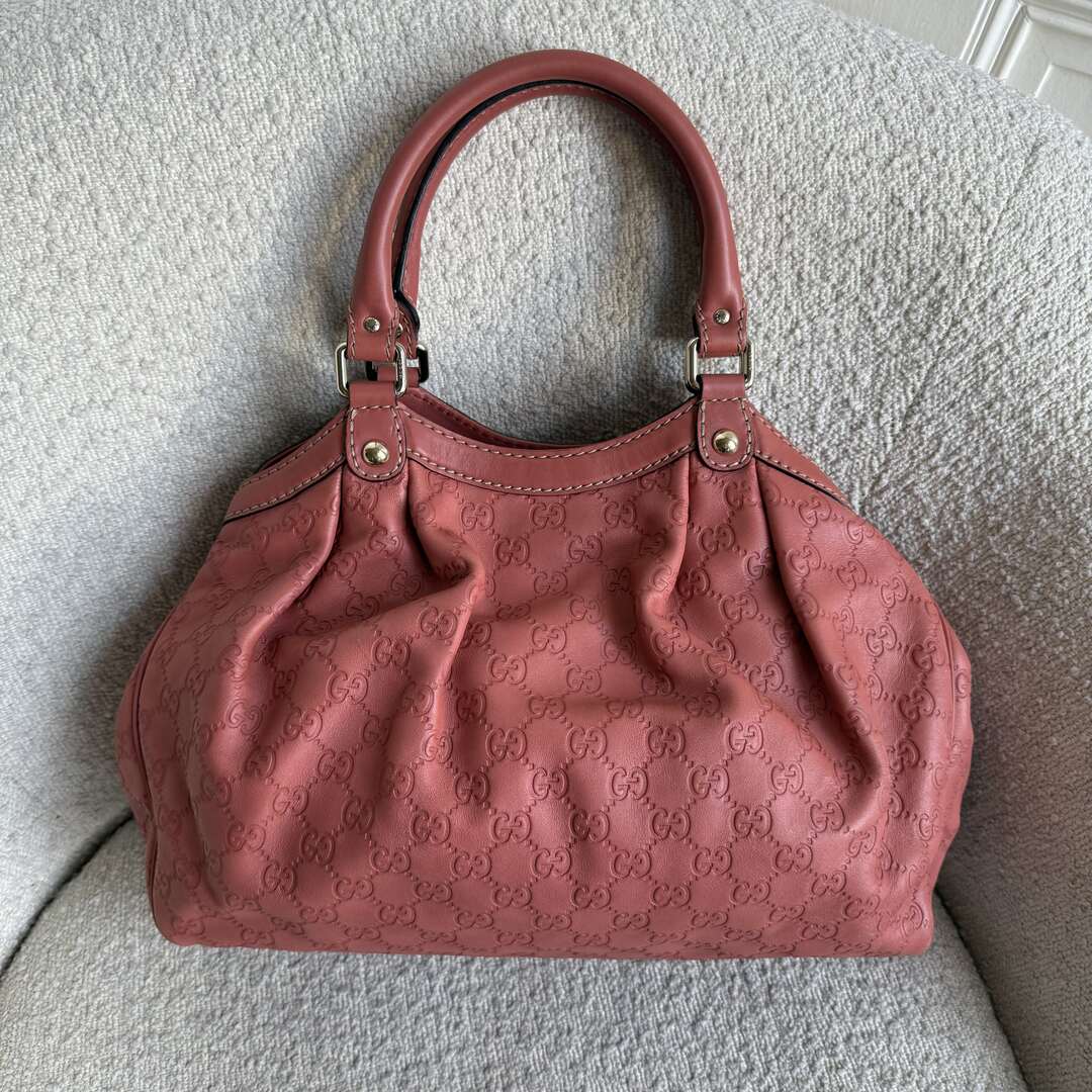 Gucci Guccissima Sukey Leather Pink Tote Bag