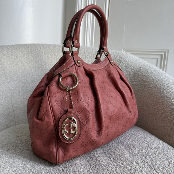 Gucci Guccissima Sukey Leather Pink Tote Bag