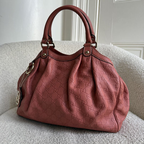 Gucci Guccissima Sukey Leather Pink Tote Bag