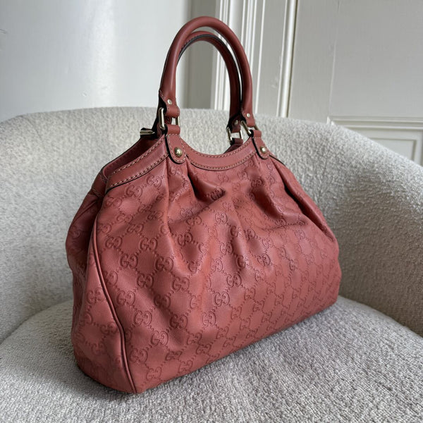 Gucci Guccissima Sukey Leather Pink Tote Bag