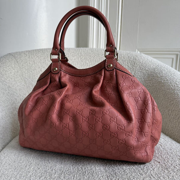 Gucci Guccissima Sukey Leather Pink Tote Bag