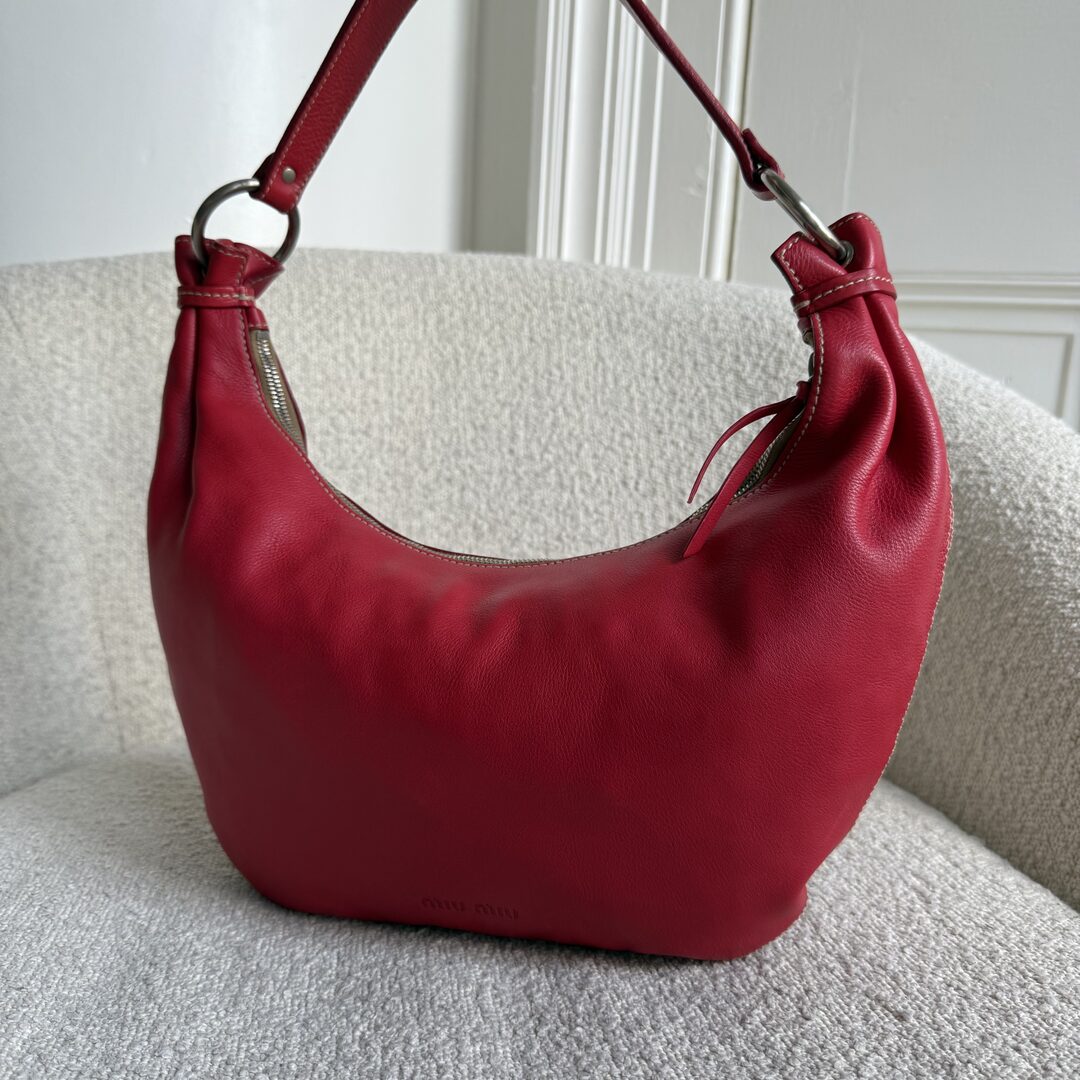 Archive Miu Miu Hobo Leather Red Shoulder Bag