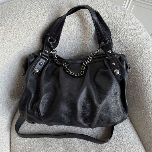 Gucci Horsebit Icon Bit Black Leather Shoulder Bag