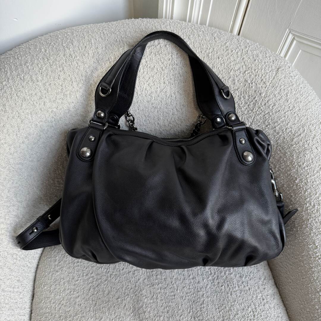 Gucci Horsebit Icon Bit Black Leather Shoulder Bag