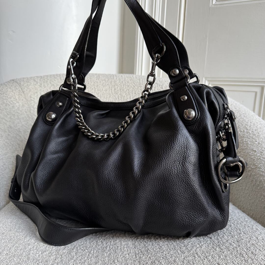 Gucci Horsebit Icon Bit Black Leather Shoulder Bag