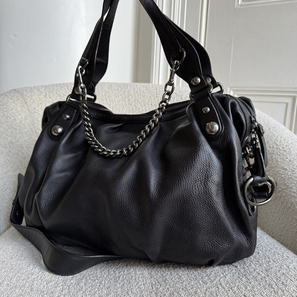 Gucci Horsebit Icon Bit Black Leather Shoulder Bag