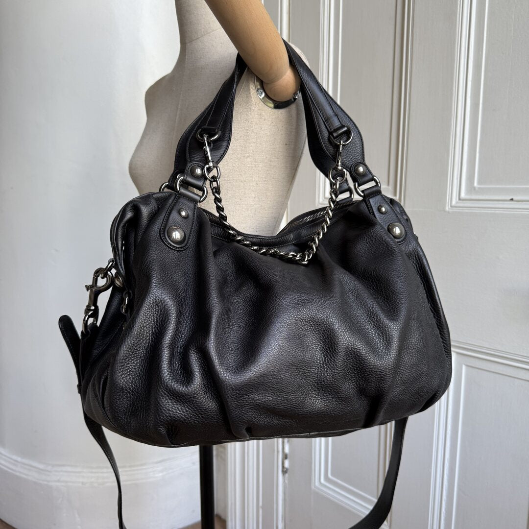 Gucci Horsebit Icon Bit Black Leather Shoulder Bag