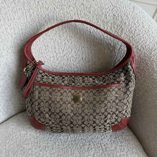 Coach Mini Signature Red Hobo Shoulder Bag
