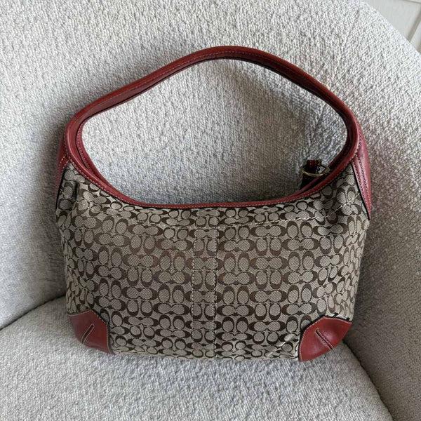 Coach Mini Signature Red Hobo Shoulder Bag