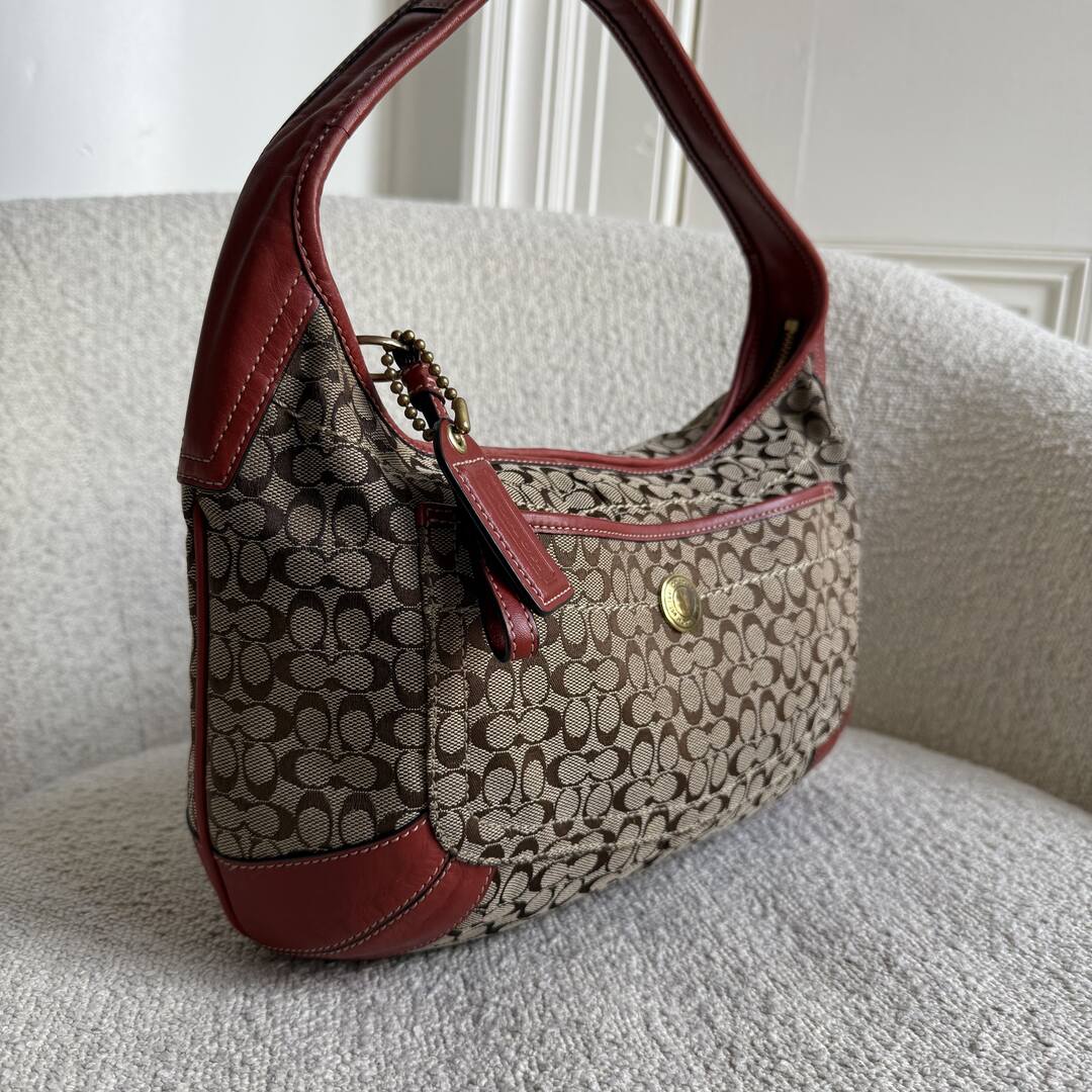 Coach Mini Signature Red Hobo Shoulder Bag