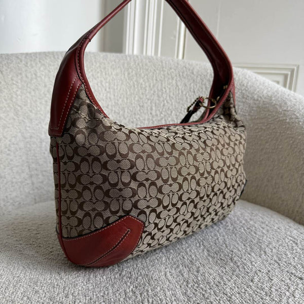 Coach Mini Signature Red Hobo Shoulder Bag