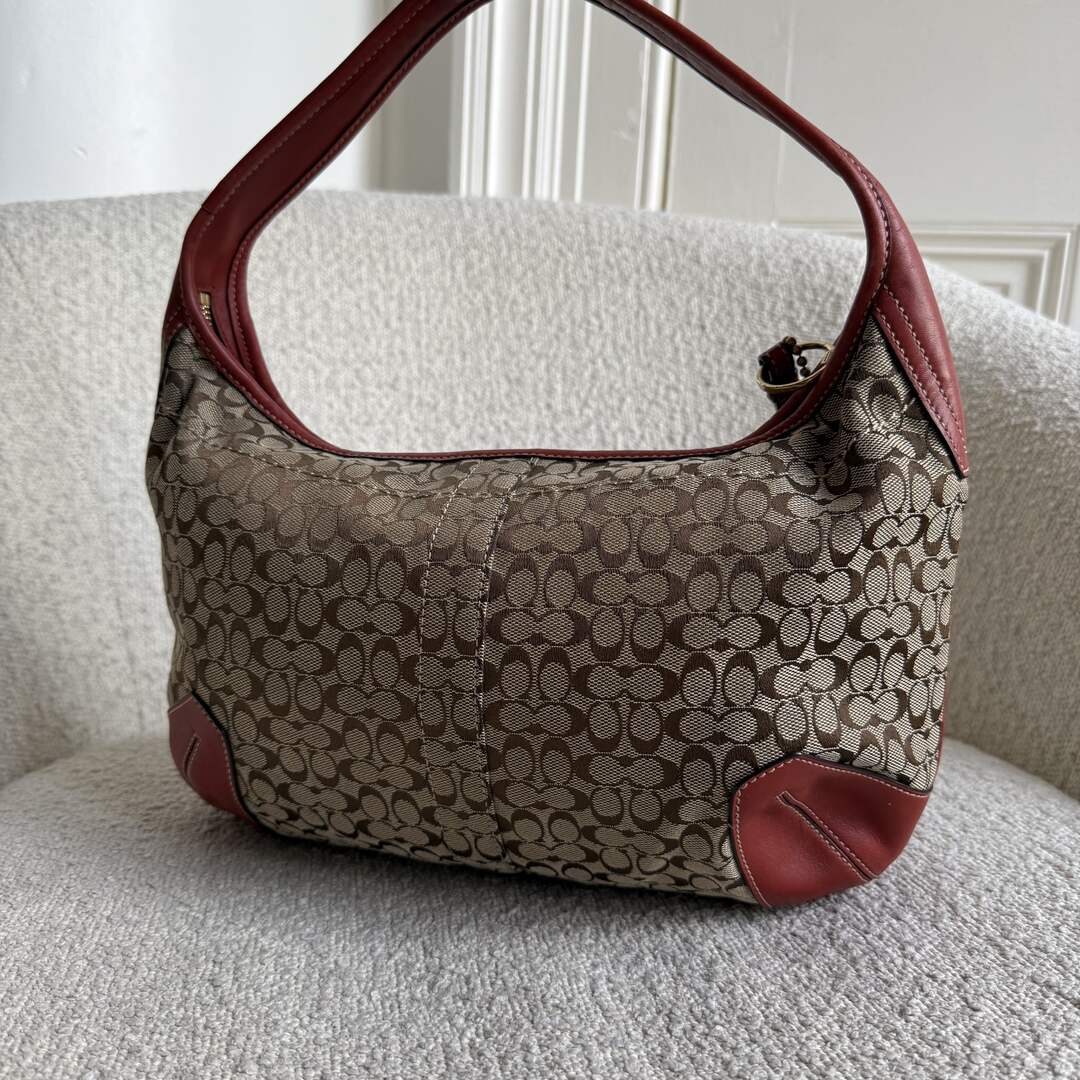 Coach Mini Signature Red Hobo Shoulder Bag