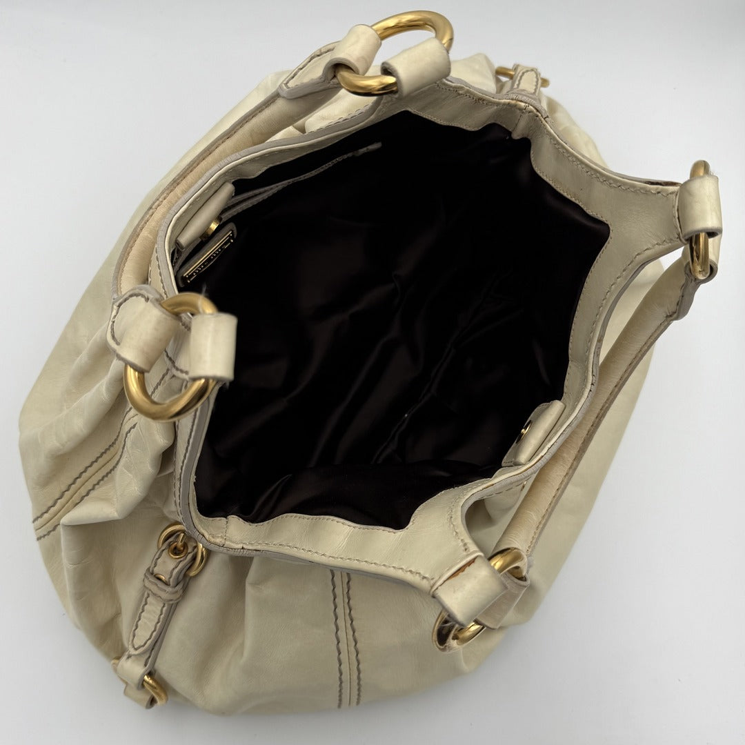 Miu Miu Hobo Leather Beige Shoulder Bag