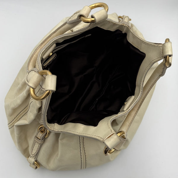 Miu Miu Hobo Leather Beige Shoulder Bag