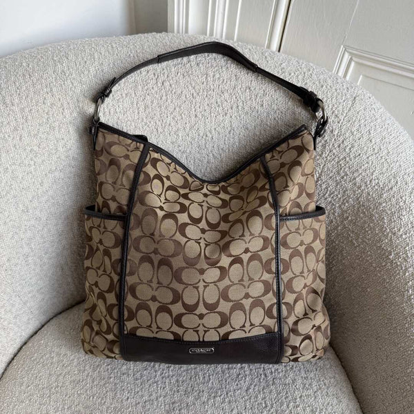 Coach Signature Hobo Brown XL Shoulder Bag