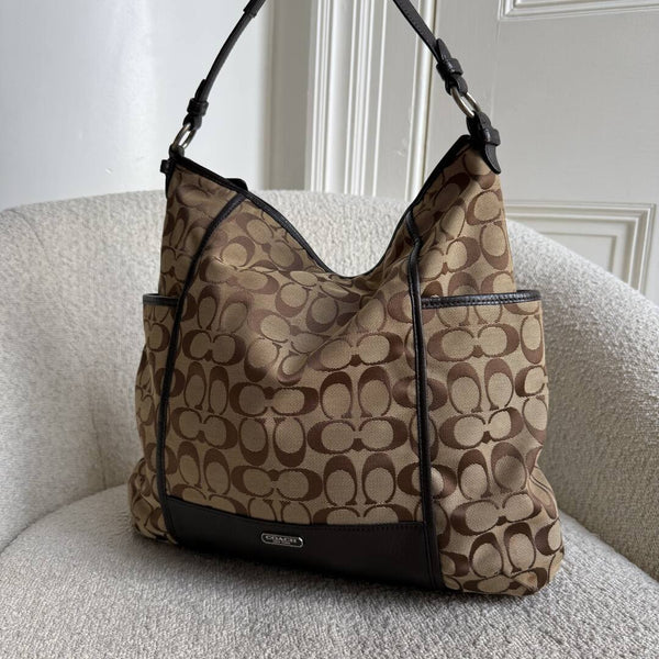 Coach Signature Hobo Brown XL Shoulder Bag