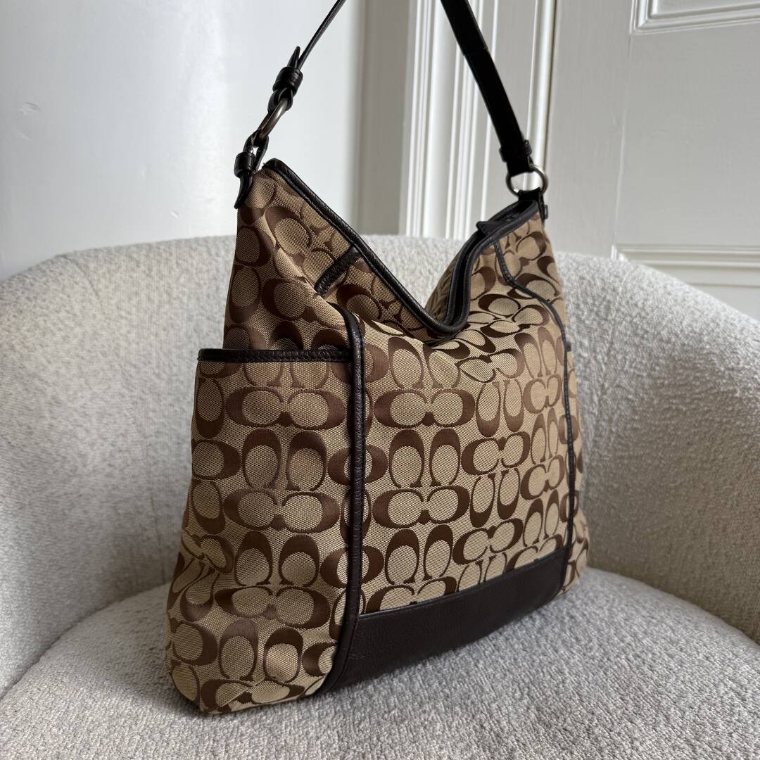 Coach Signature Hobo Brown XL Shoulder Bag