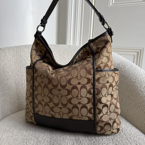 Coach Signature Hobo Brown XL Shoulder Bag