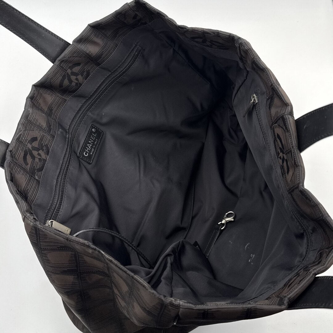 2005 Chanel CC Travel Line Dark Brown Tote Bag