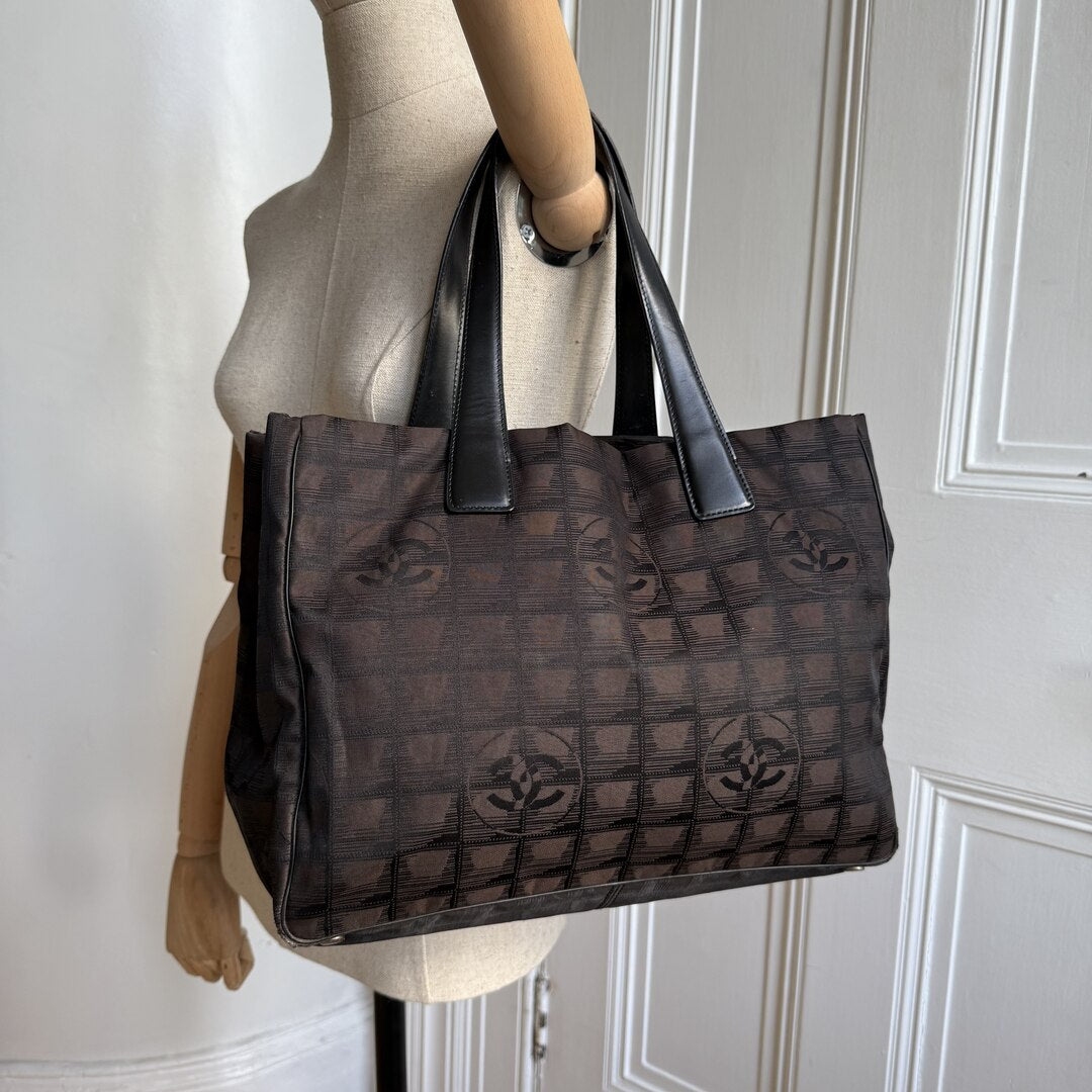 2005 Chanel CC Travel Line Dark Brown Tote Bag