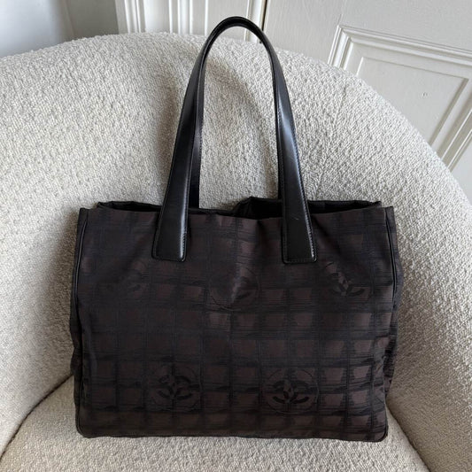 2005 Chanel CC Travel Line Dark Brown Tote Bag